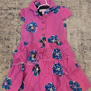 Lilly Pulitzer Pink Sundress with Flutter Sleeves and Polo Collar